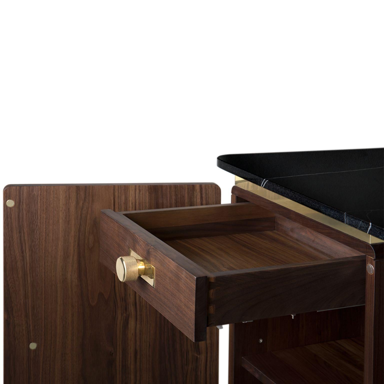 Mid-Century Modern Lasdun Desk in Wood and Nero Marquina Marble For Sale