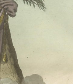 L'Asie - Gravure ancienne allégorique coloriée à la main, Ferrario, Milan, 1815