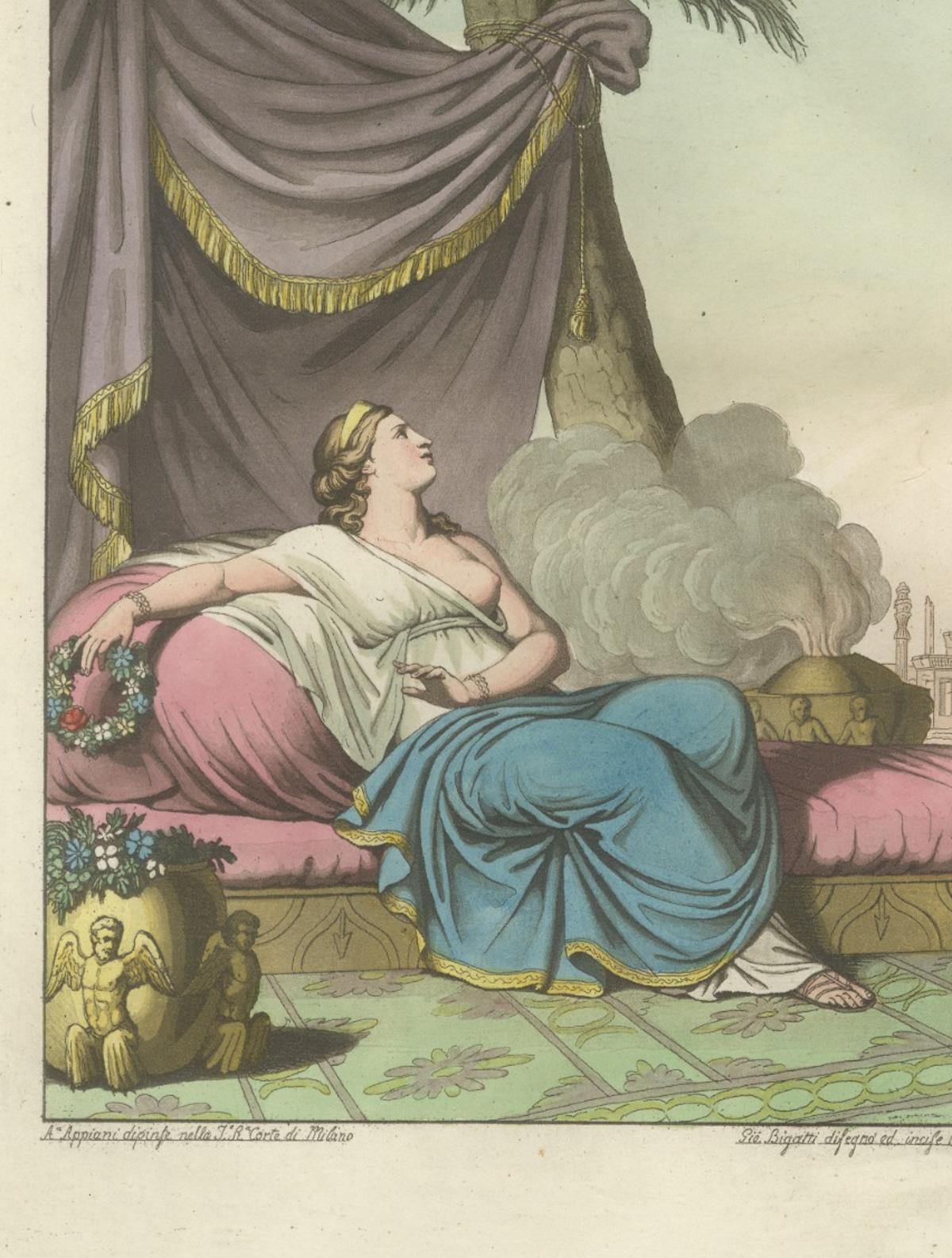 L’Asie (Asia) – Allegorical Antique Hand-Colored Print, Ferrario, Milan, 1815