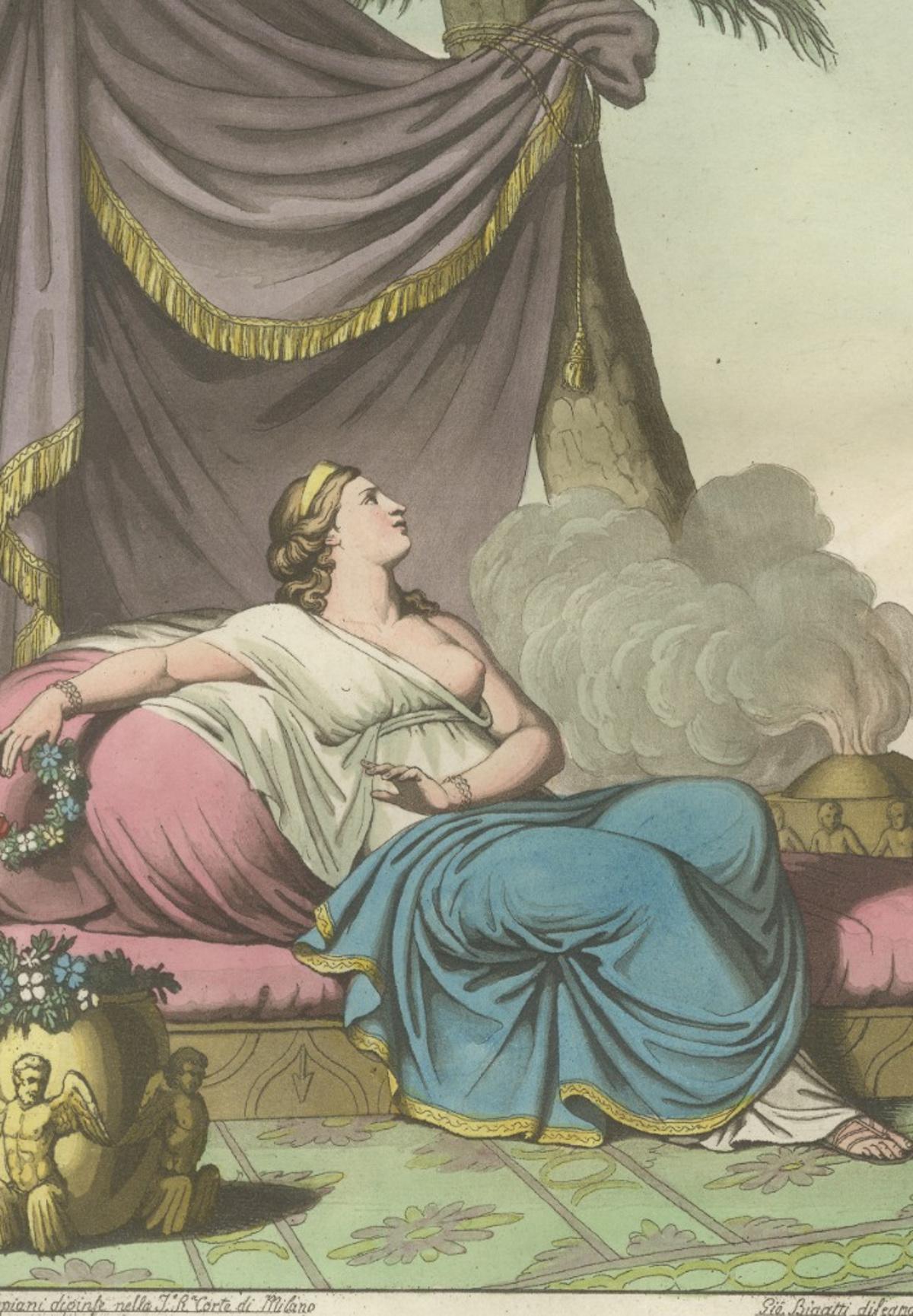 L’Asie (Asia) – Allegorical Antique Hand-Colored Print, Ferrario, Milan, 1815