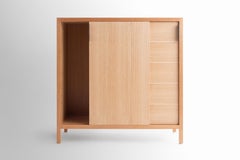 Laska Credenza in Quarter-Sawn White Oak, Sliding Doors, Show Sample