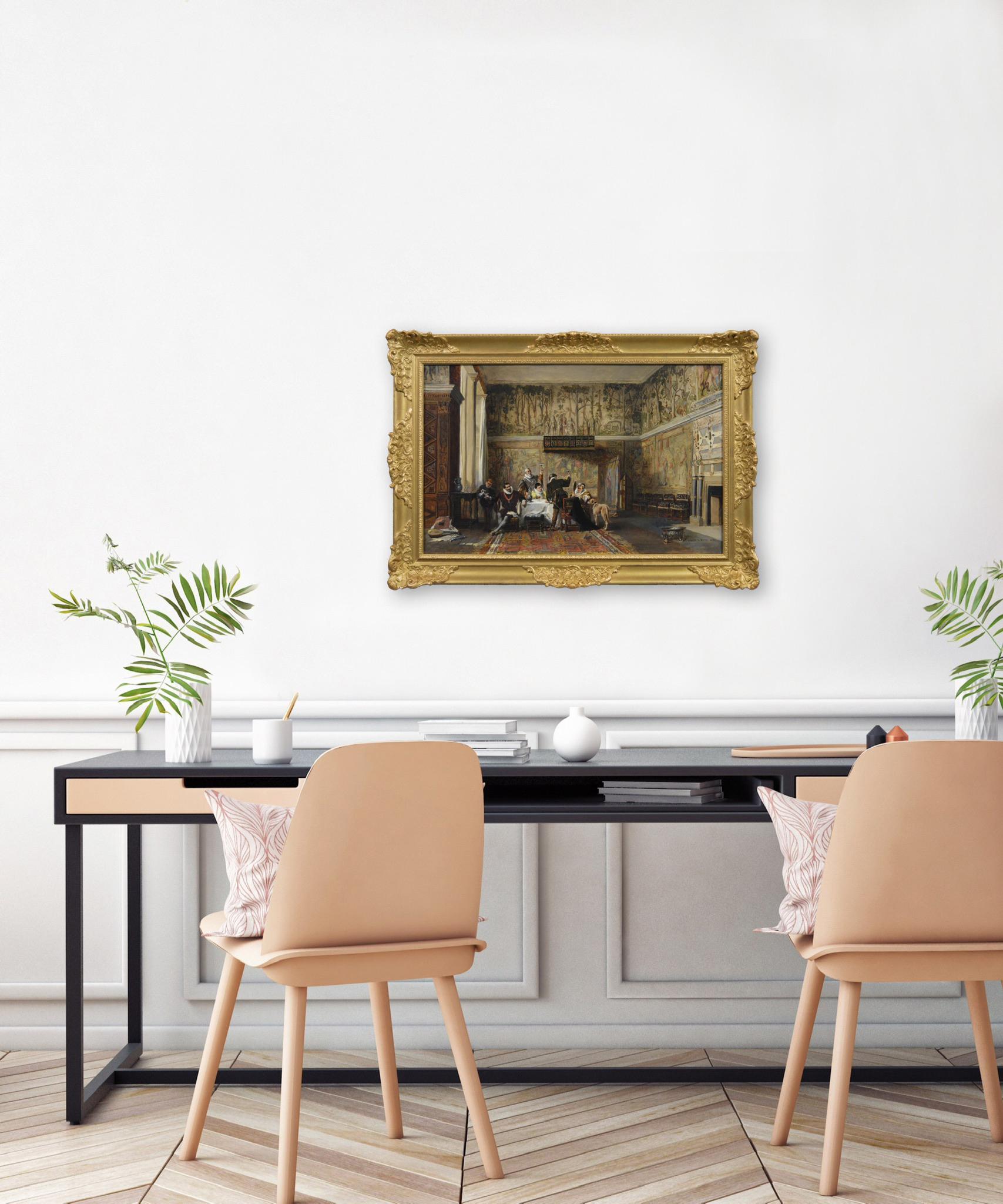 Historisches Ölgemälde aus dem 19. Jahrhundert mit Figuren in Hardwick Hall im Angebot 5