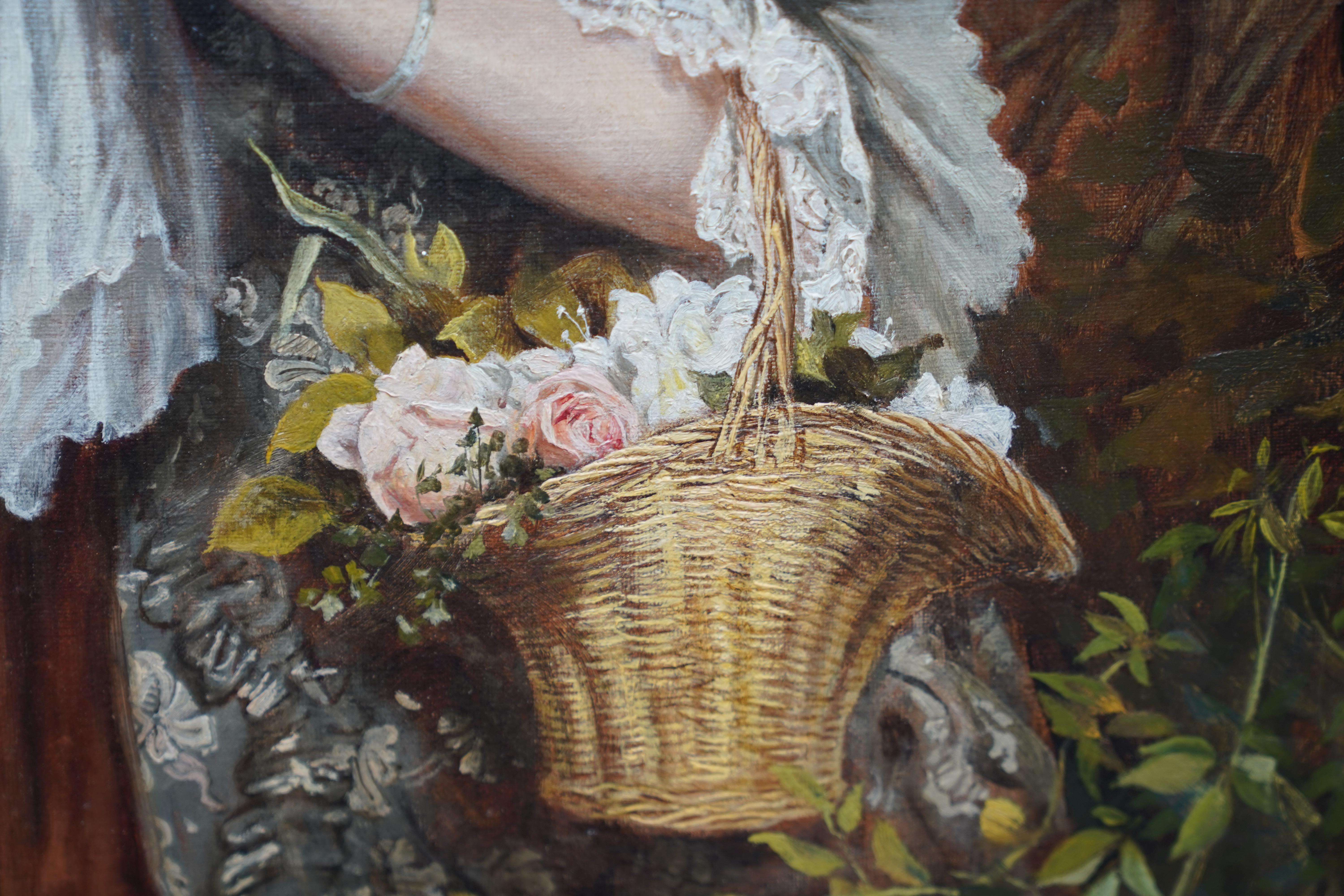 The Letter - British Victorian genre art female portrait oil painting garden - Black Portrait Painting by Laslett John Pott