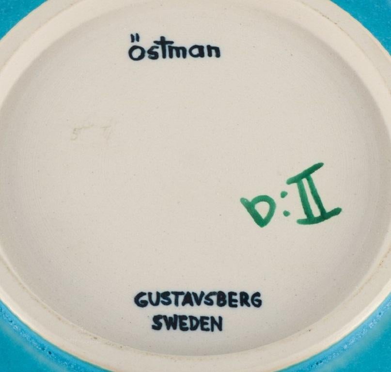 Lasse Östman for Gustavsberg, glazed stoneware bowl in turquoise. In Excellent Condition For Sale In Copenhagen, DK
