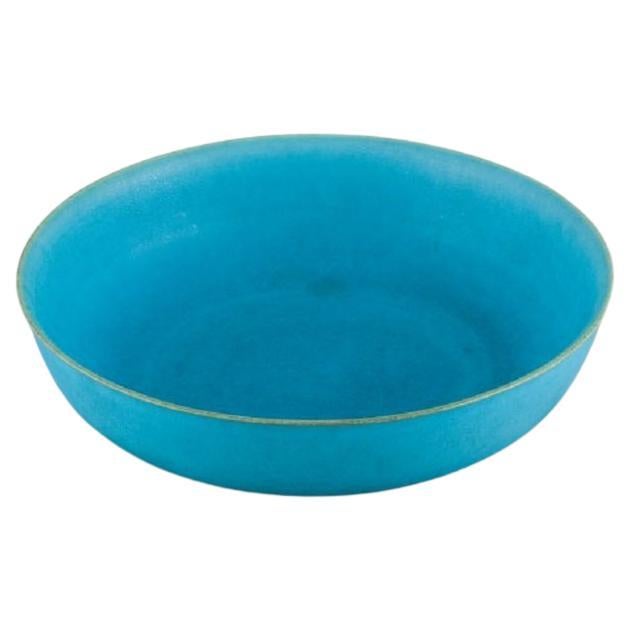 Lasse Östman for Gustavsberg, glazed stoneware bowl in turquoise. For Sale