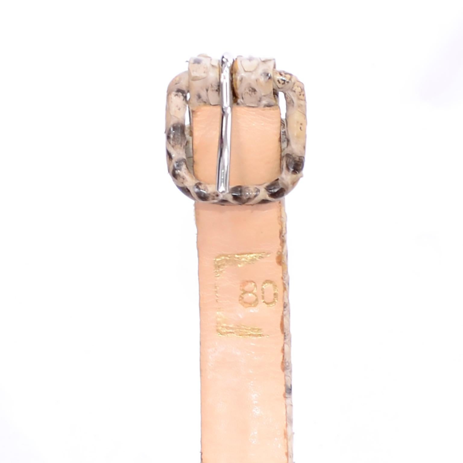 Women's Lasso France Vintage Snakeskin & Leather Narrow Wrap Around Extra Long Belt