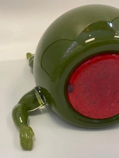 "Last Crawl" Glass Cartoon Olive with Martini Glass Sculpture by David Wright