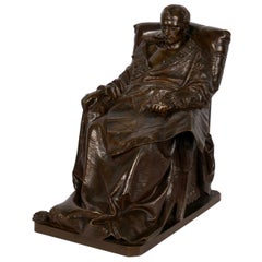 “Last Days of Napoleon” French Antique Bronze Sculpture by Vincenzo Vela