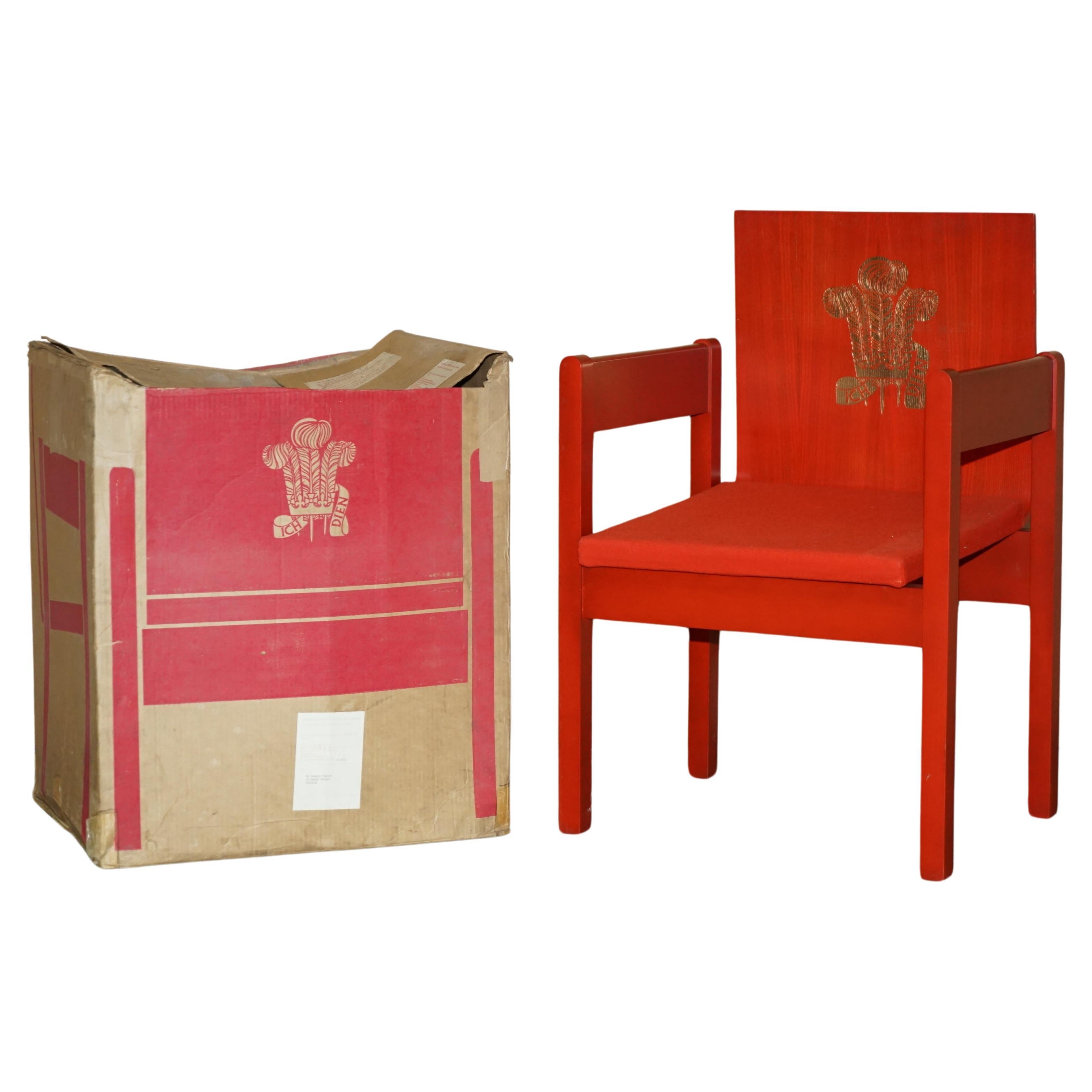 Royal House Antiques

Royal House Antiques is delighted to offer for sale this unique opportunity to purchase the last of its kind, a brand new in the box 1969 Prince Charles Investiture armchair complete with an archive of documentation including