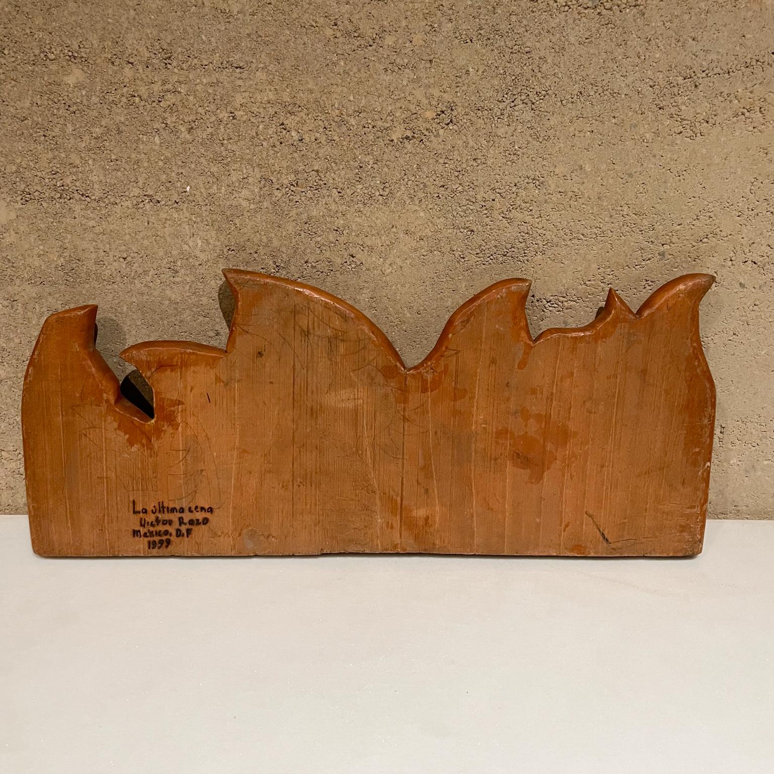 Late 20th Century   1999 Last Supper Abstract Wood Sculpture signed Victor Rozo Mexico DF For Sale