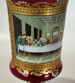 Last Supper Murano Aventurine Blown Ruby Glass Goblet Lultima Cena Leonardo