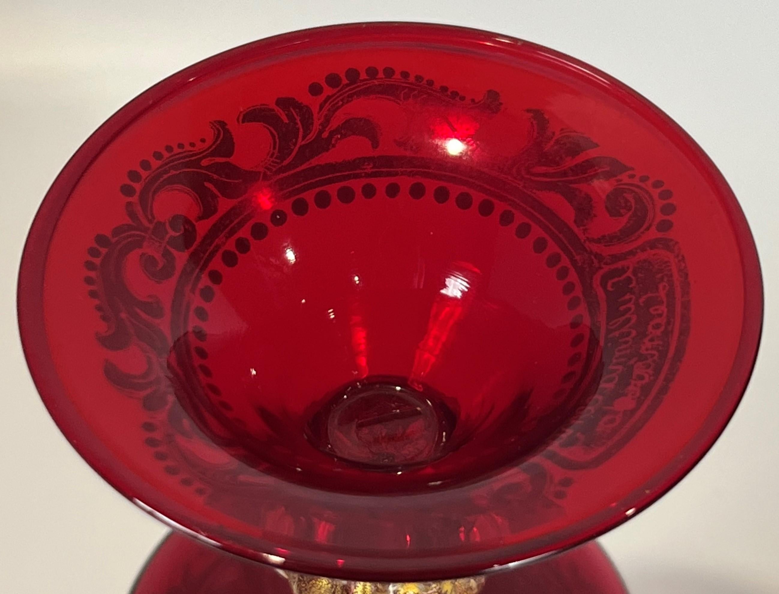 Mid-20th Century Last Supper Murano Aventurine Blown Ruby Glass Goblet Lultima Cena Leonardo