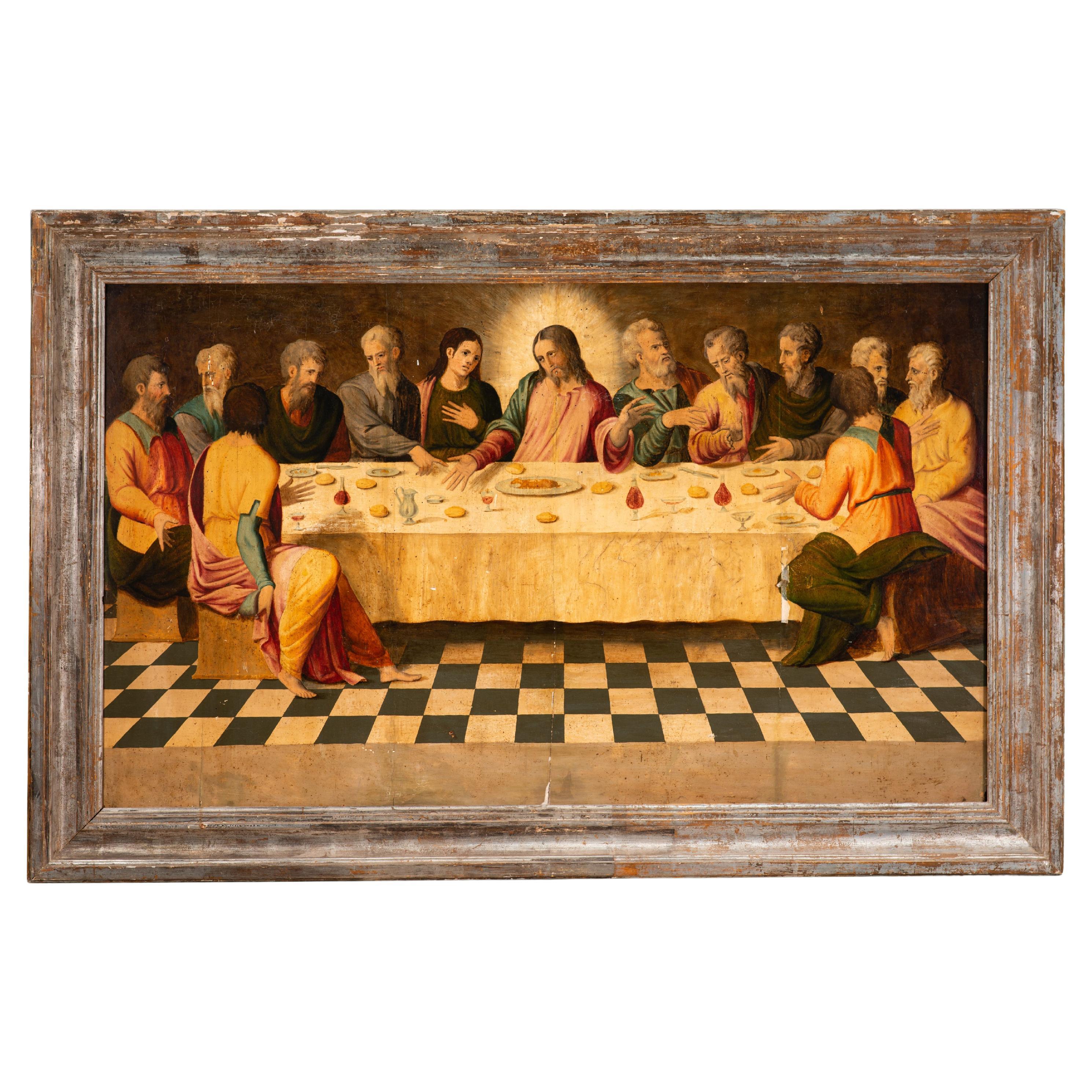 Last Supper. Oil on panel. Castilian School, 16th century. For Sale