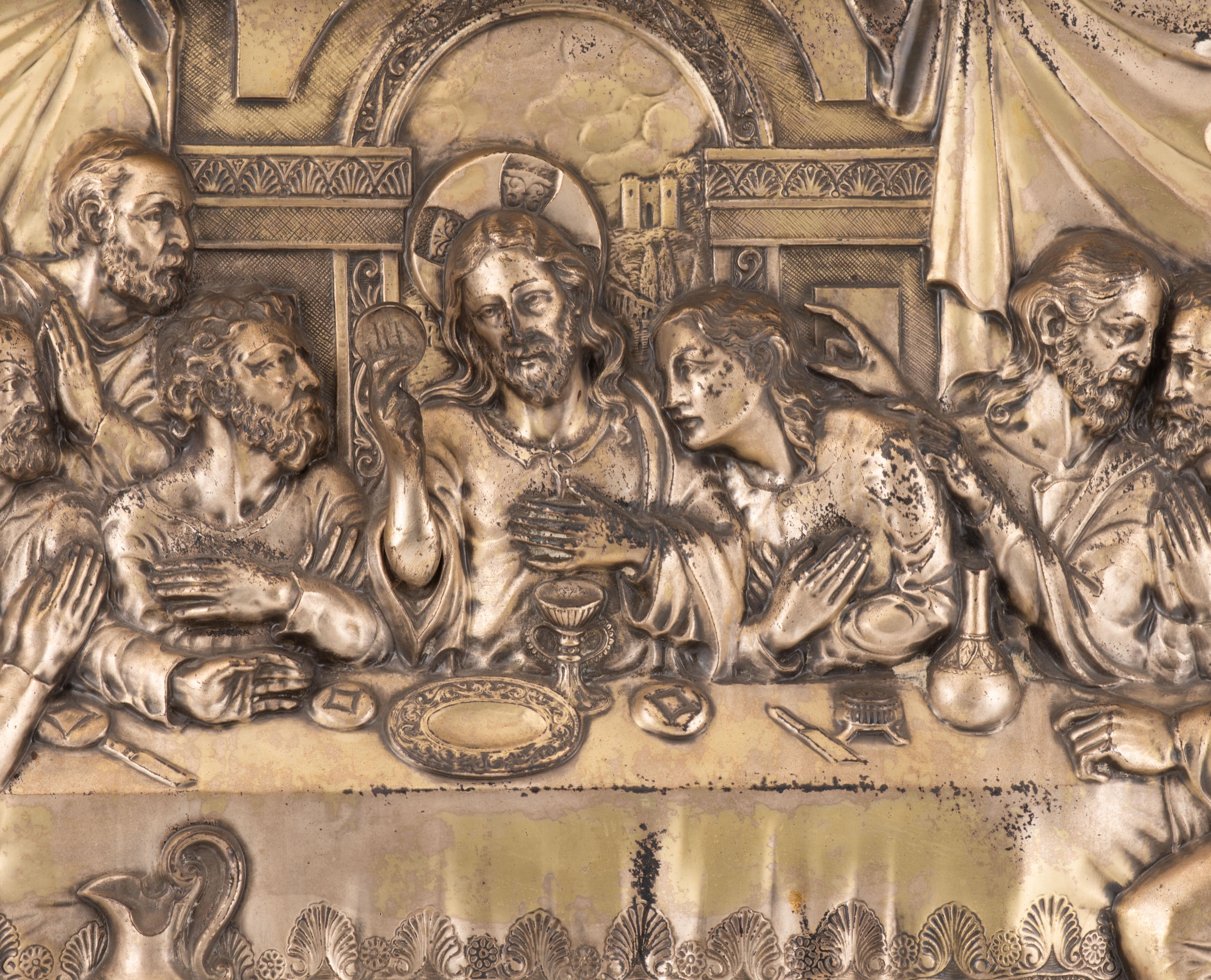 Other Last Supper. Silver-plated metal, wood. Spanish school, mid-20th century. For Sale