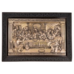 Ultima Cena. Metallo placcato argento, Wood. Spanish School, metà del XX secolo.
