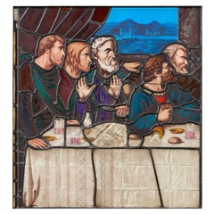 Last Supper Stained Glass Window After Leonardo Da Vinci Antique Last Supper Stained Glass Window After Leonardo Da Vinci