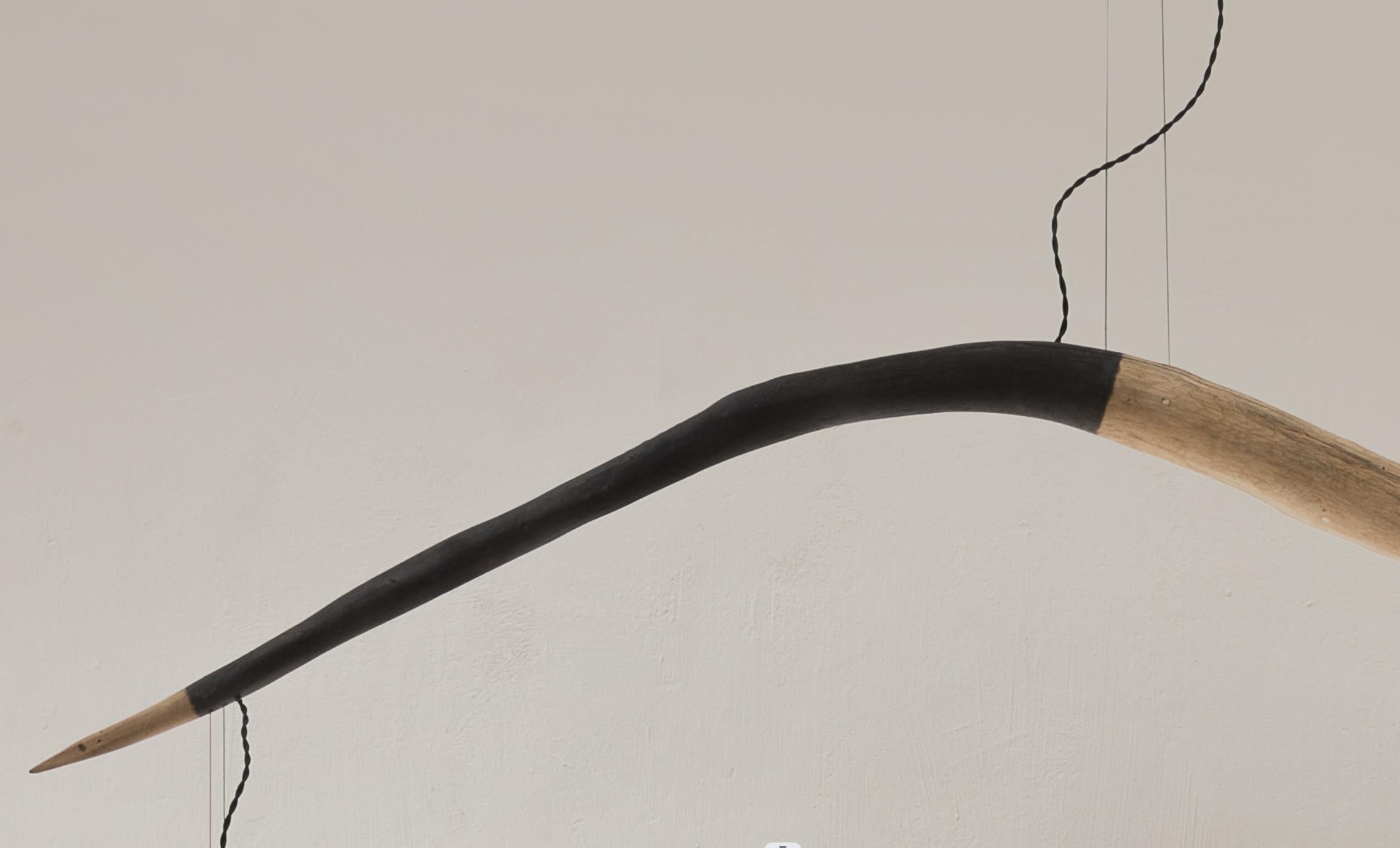 XXI secolo e contemporaneo Branch-Tree Curved Form, lampada a sospensione scultorea in legno e vetro di Jérôme Pereira in vendita
