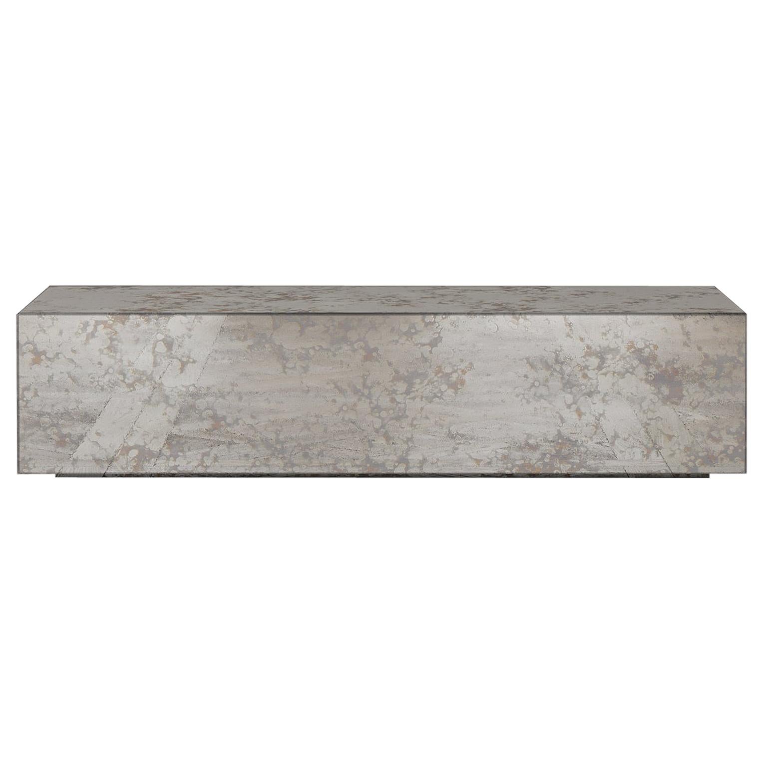 Lasthour Rectangular Coffee Table of Antiqued Mirror Rieti, Made in Italy For Sale