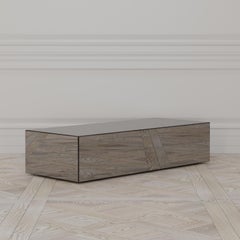 Lasthour Rectangular Coffee Table of Mirrored Glass, Made in Italy