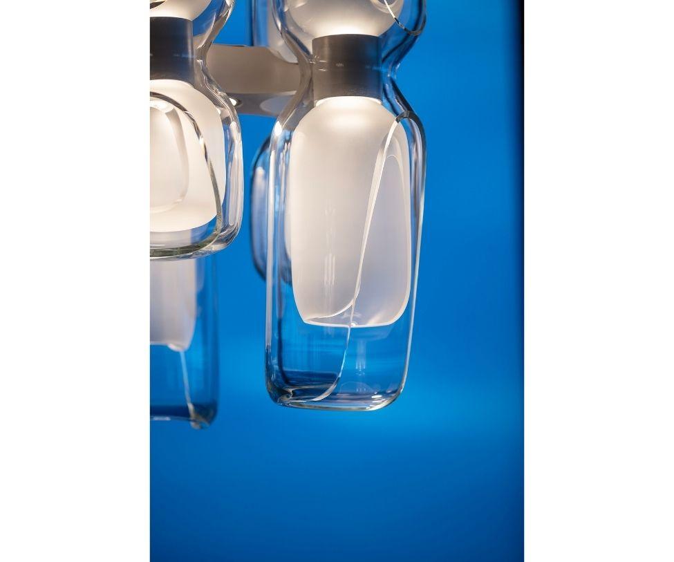 Moderne Lampe à suspension Eve Lasvit en verre transparent mat par Zaha Hadid en vente