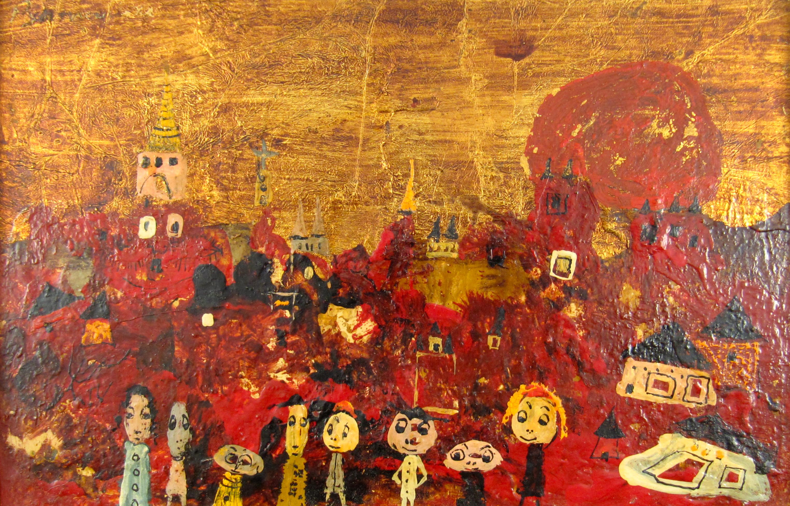 László Bornemisza (1910-1995) Toscana - Fairies à l'huile sur feuille d'or en vente 2