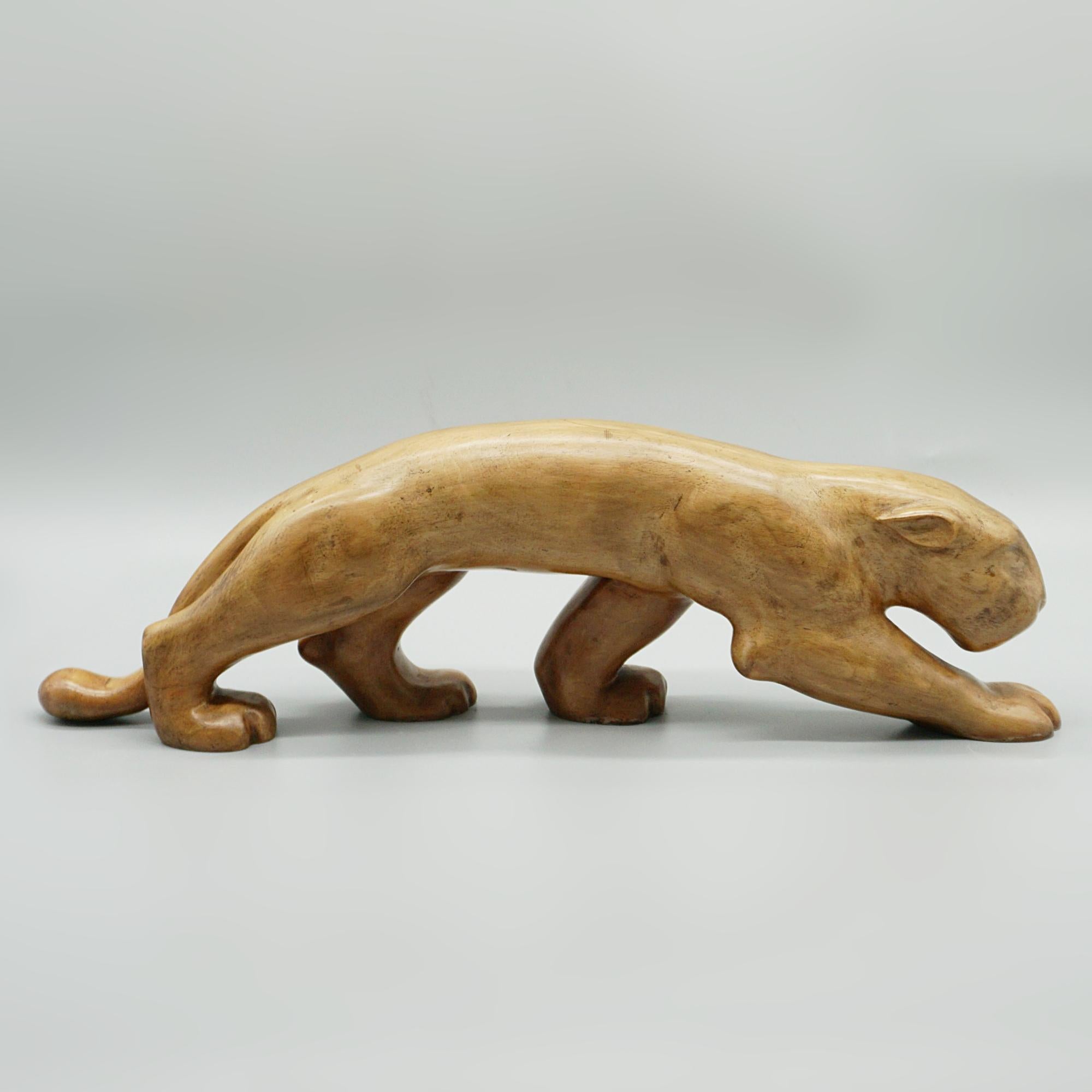 Laszlo Hoenig Carved Fruitwood Prowling Panther 1