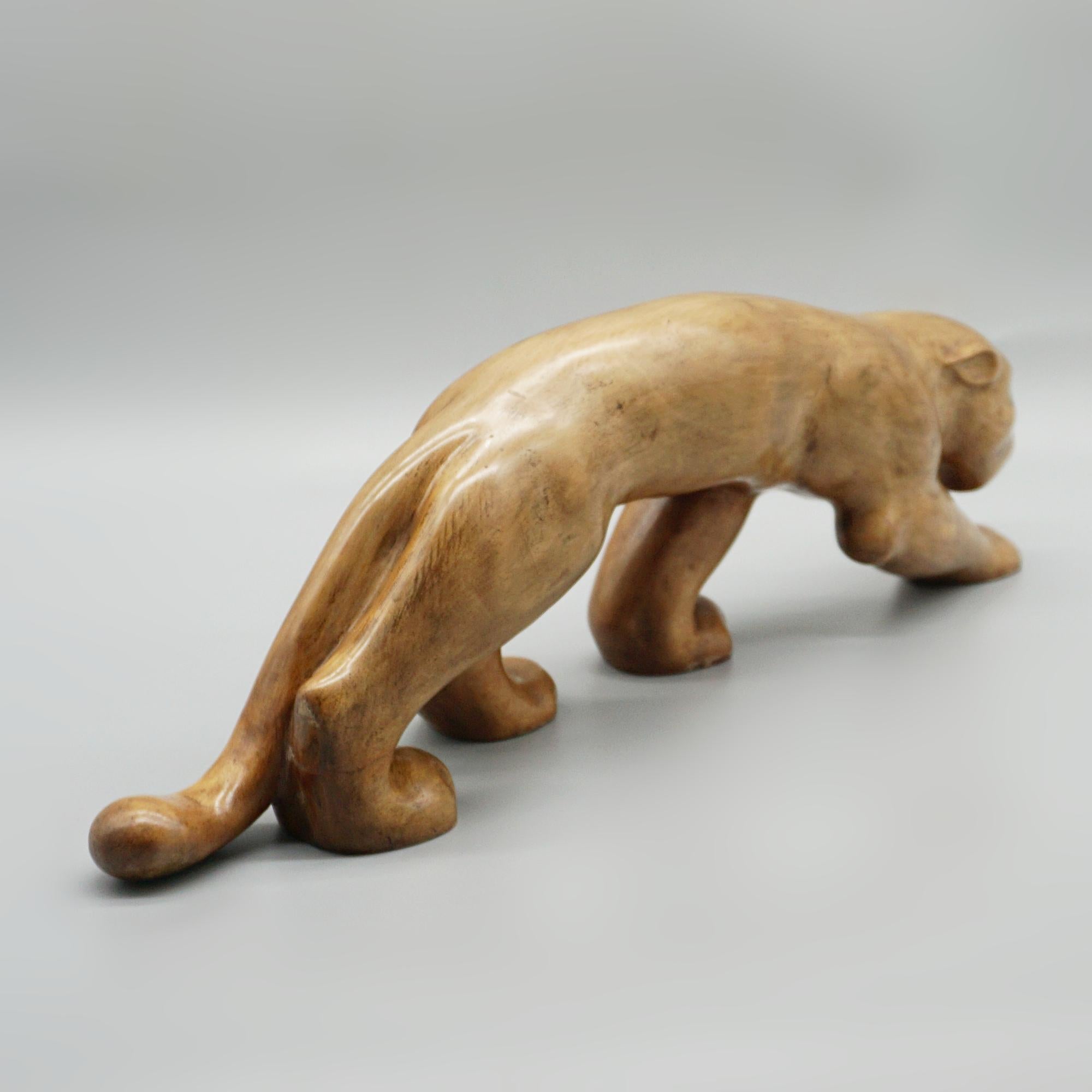 Laszlo Hoenig Carved Fruitwood Prowling Panther 2