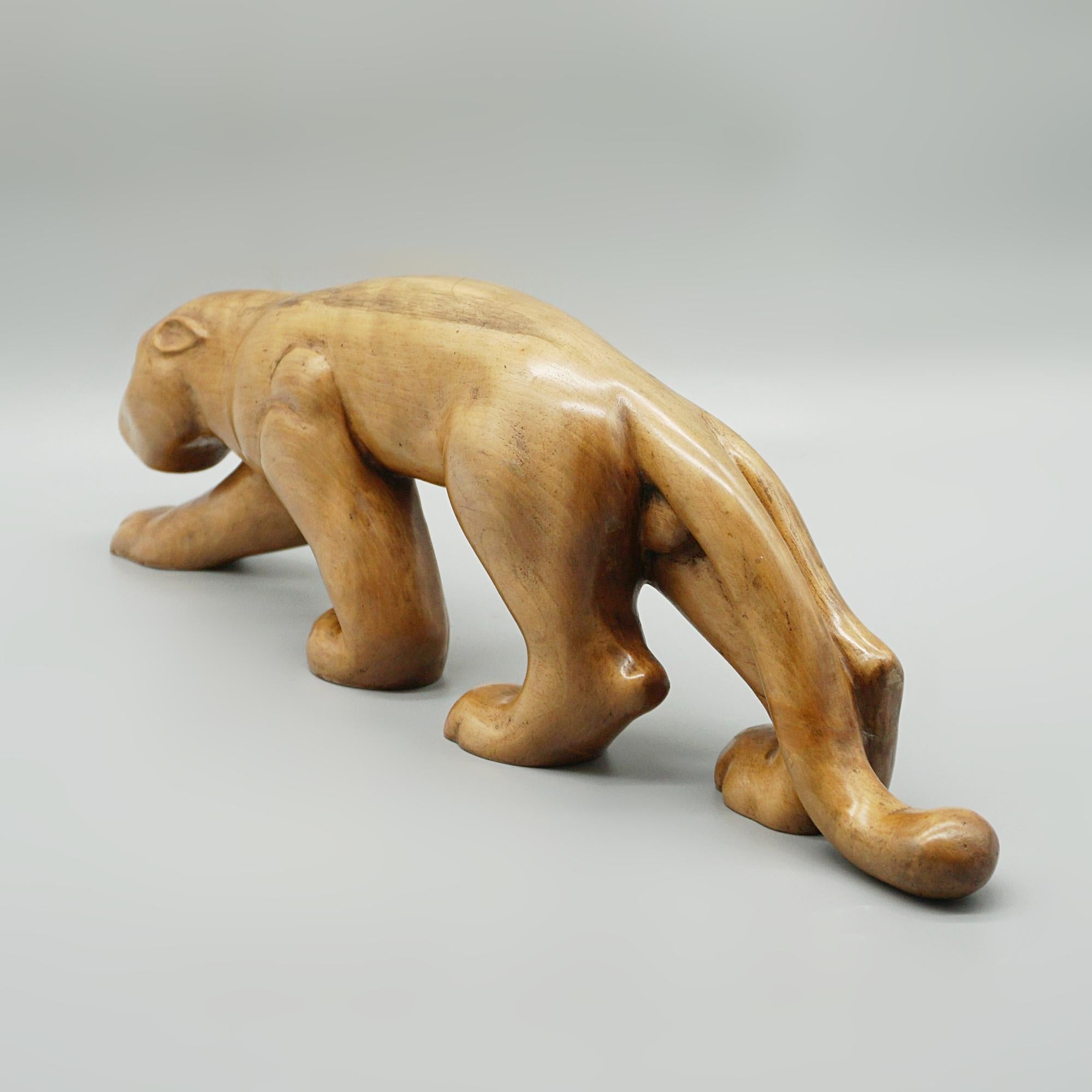 Laszlo Hoenig Carved Fruitwood Prowling Panther 3
