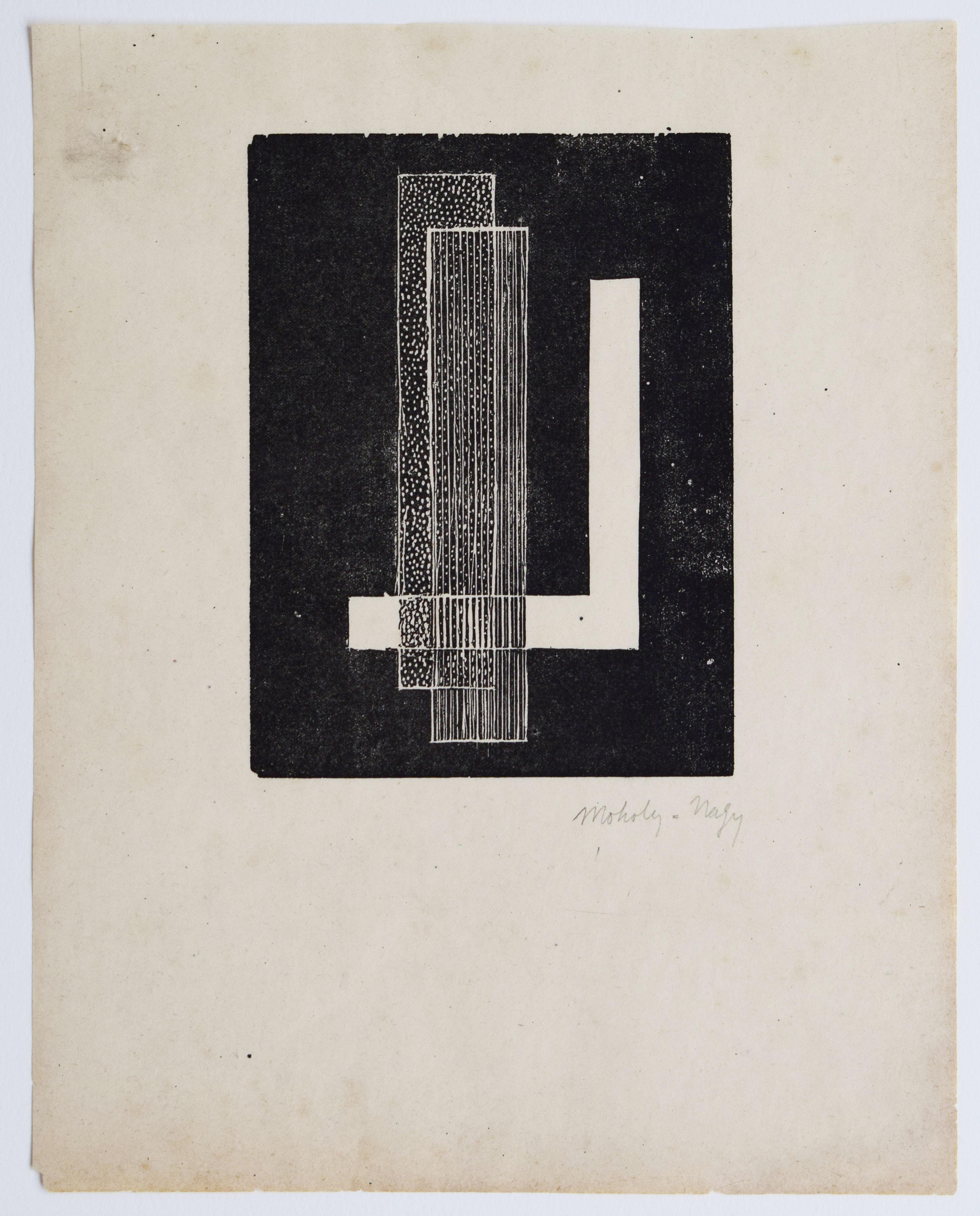 Composition  Komposition, constructivisme hongrois imprimé à la main - Print de László Moholy-Nagy