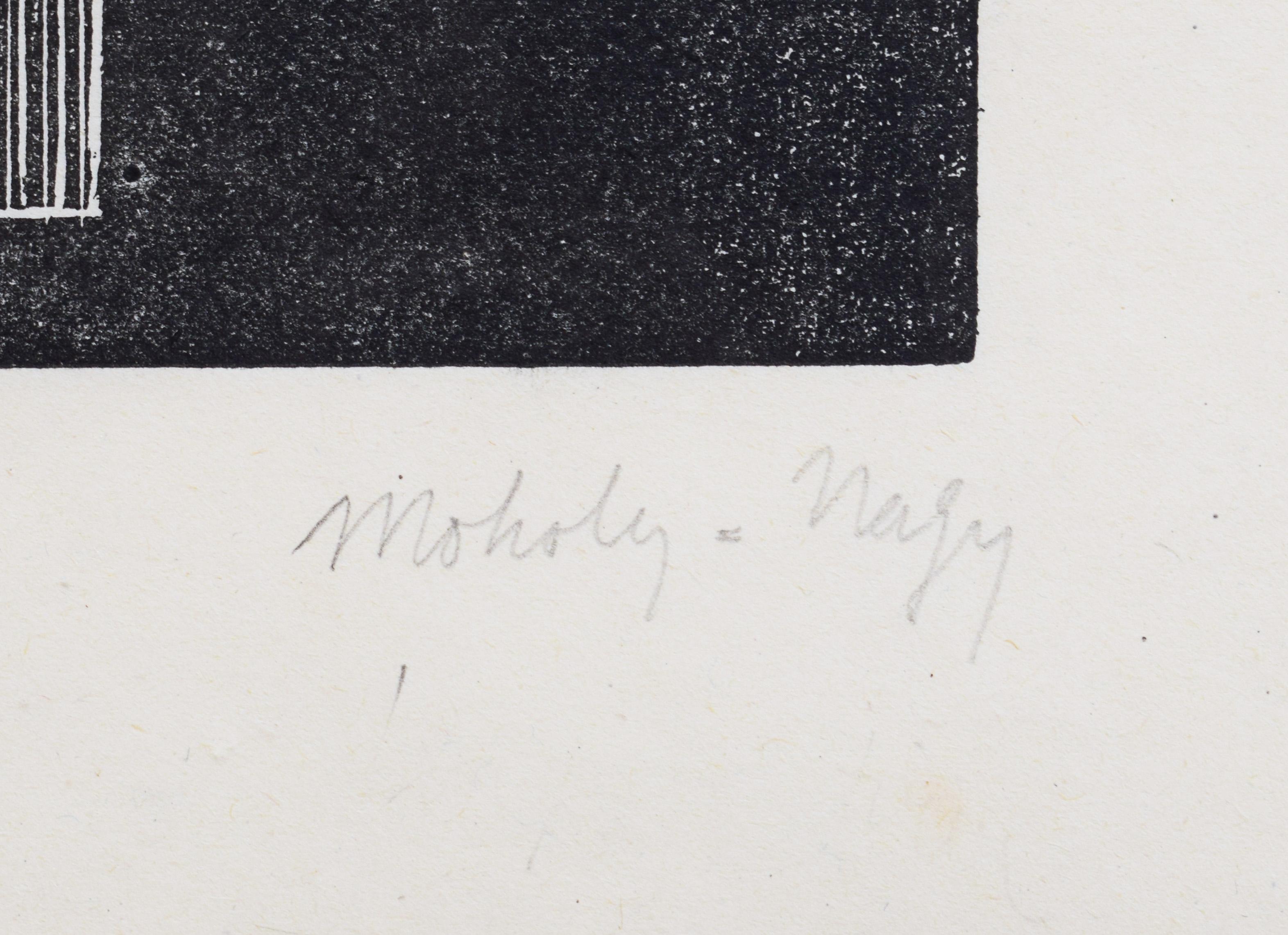 Composition  Komposition, constructivisme hongrois imprimé à la main - Constructiviste Print par László Moholy-Nagy