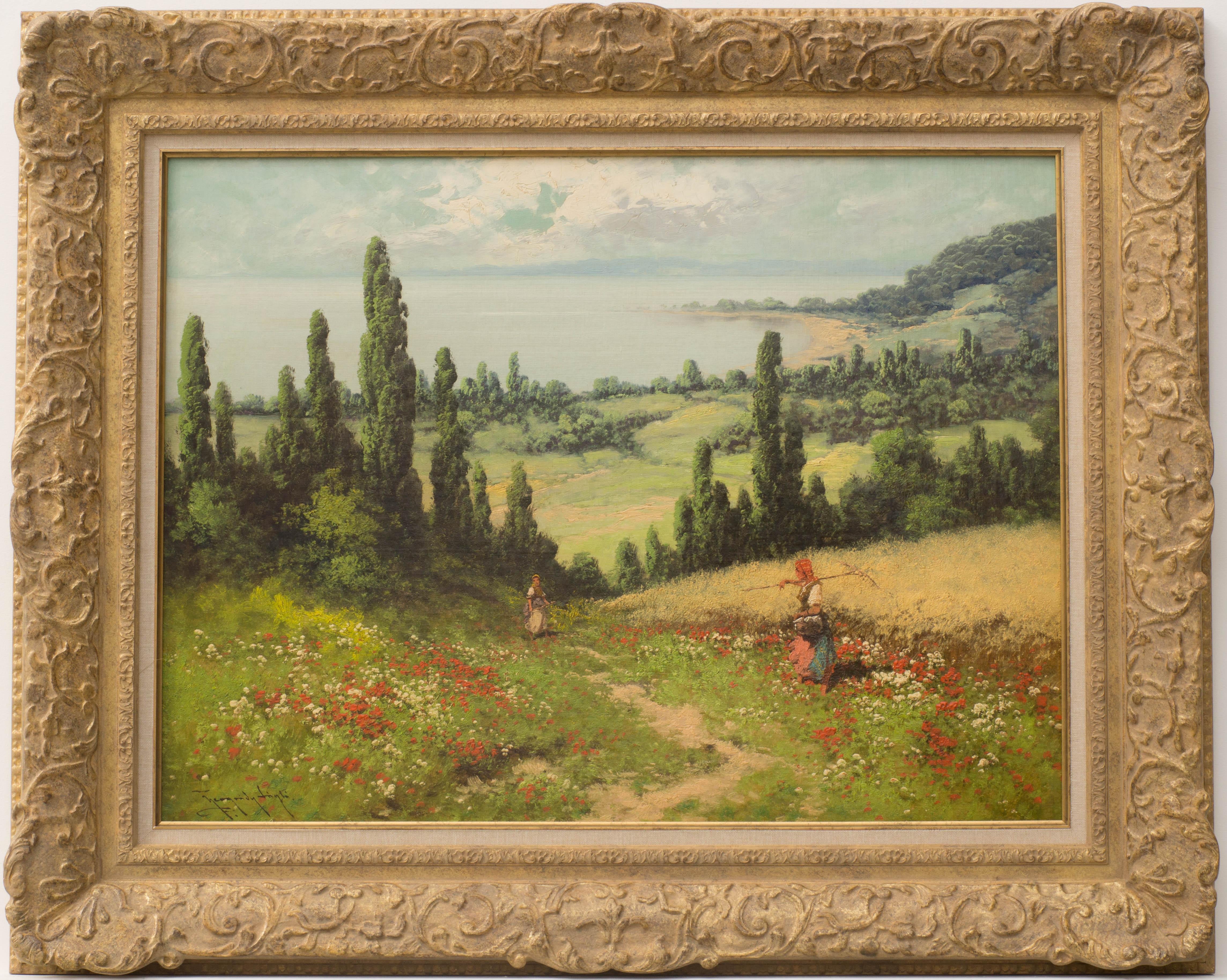 Workers in the Field, Impressionist Oil Painting, Early 20th Century