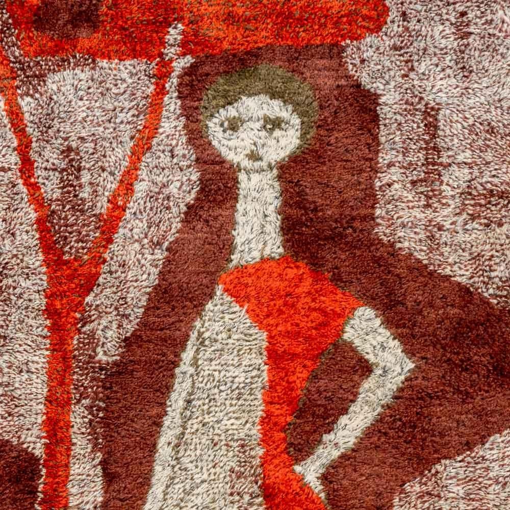 Laszlo Pesci (Hungarian, XX) Post-Cubist Figural Silk Blend Tapestry. 2' 6