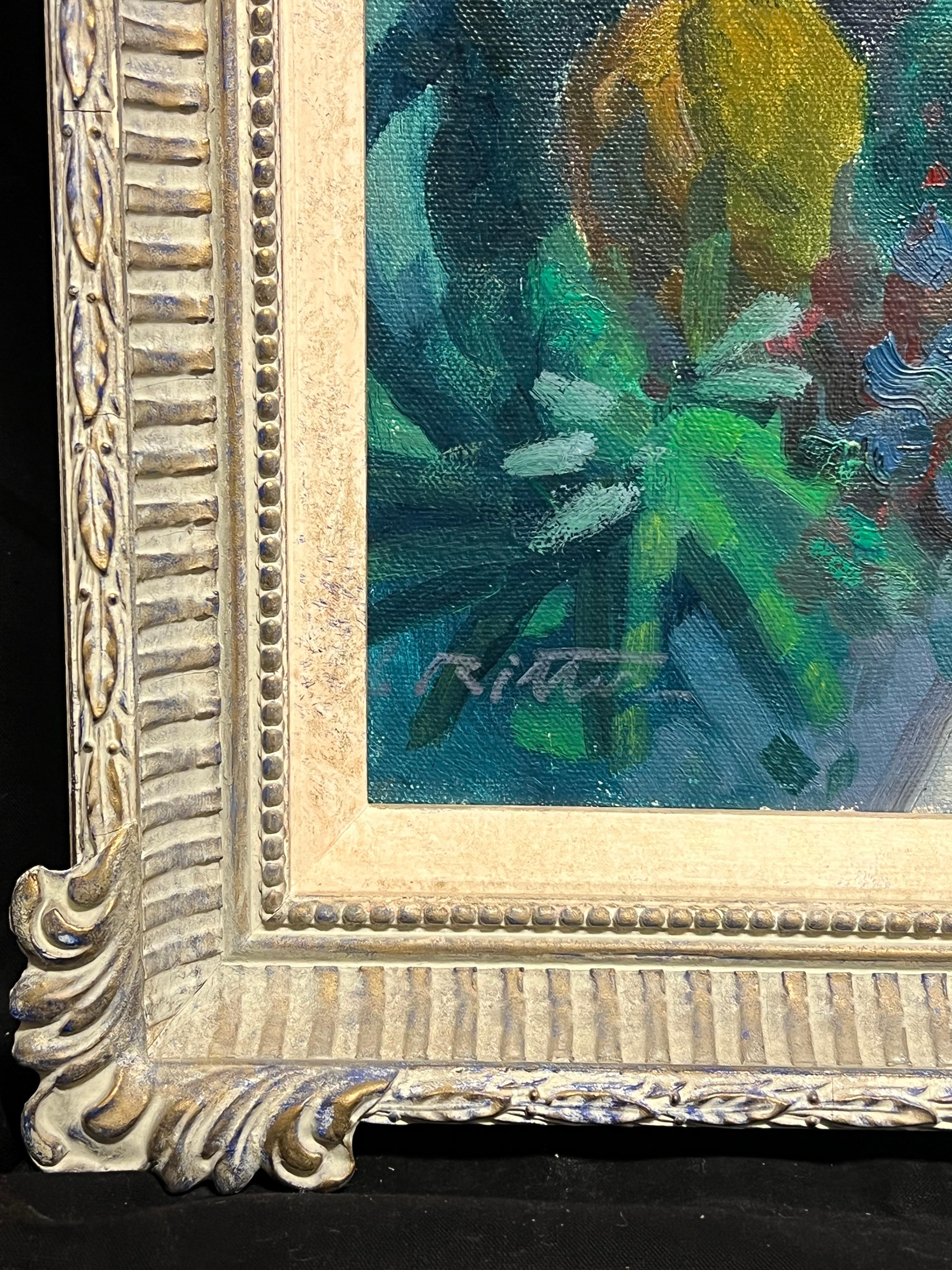 Impressionist Signed Oil Painting Menton French Riviera Cote d'Azur Landscape For Sale 9