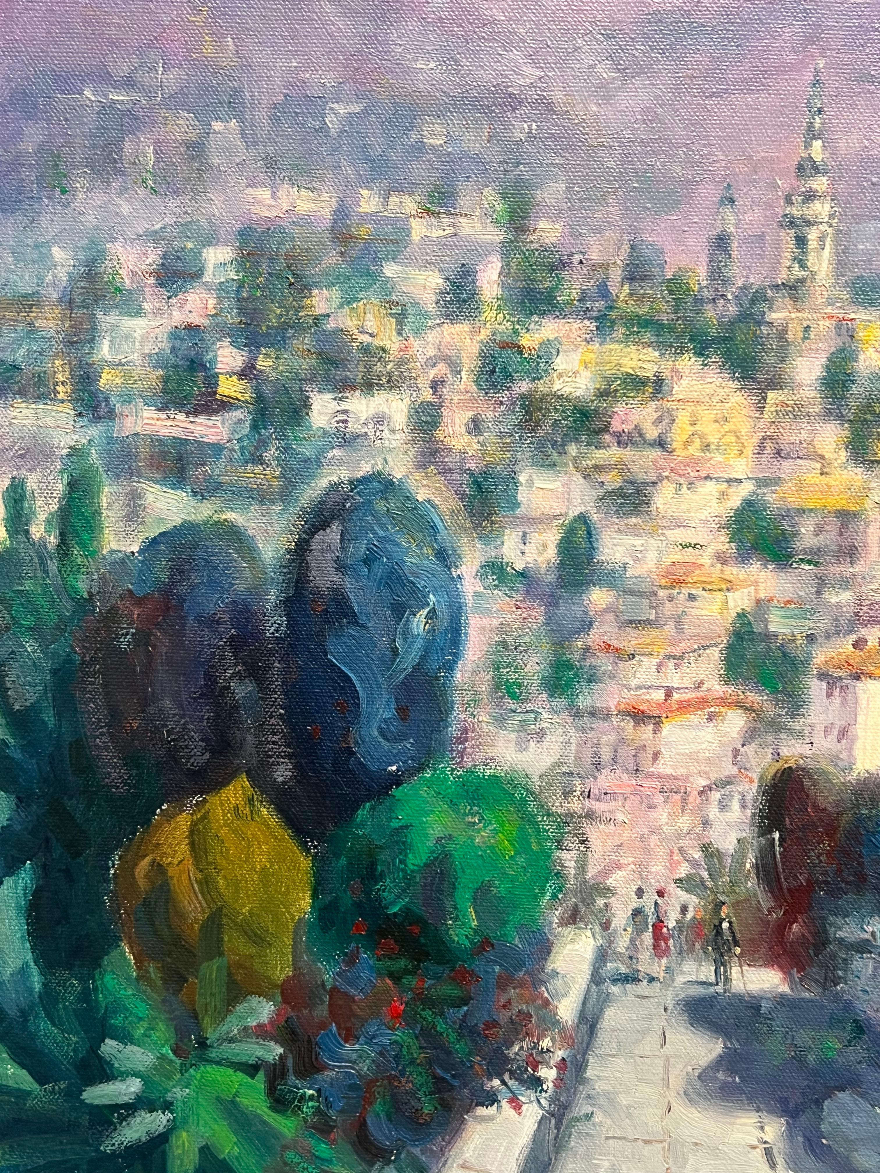 Impressionist Signed Oil Painting Menton French Riviera Cote d'Azur Landscape For Sale 3