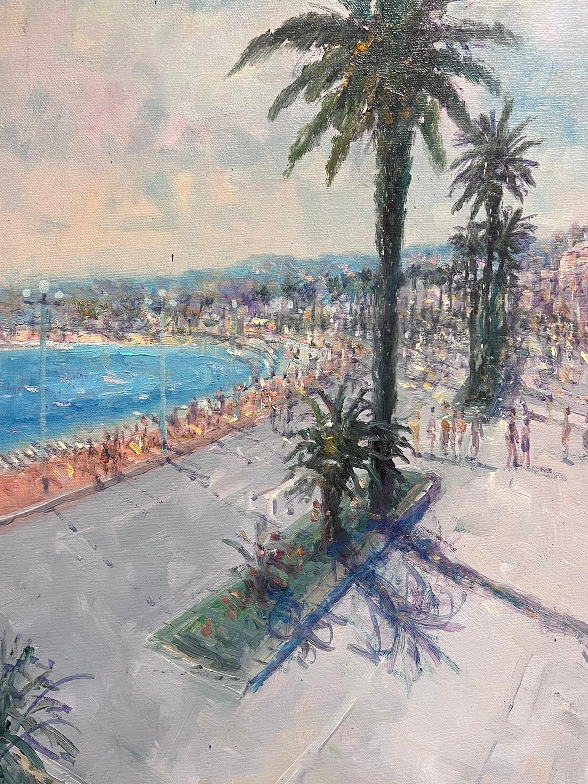 The Negresco Note Nice Promenade des Anglais Large Impressionist Oil Painting For Sale 2