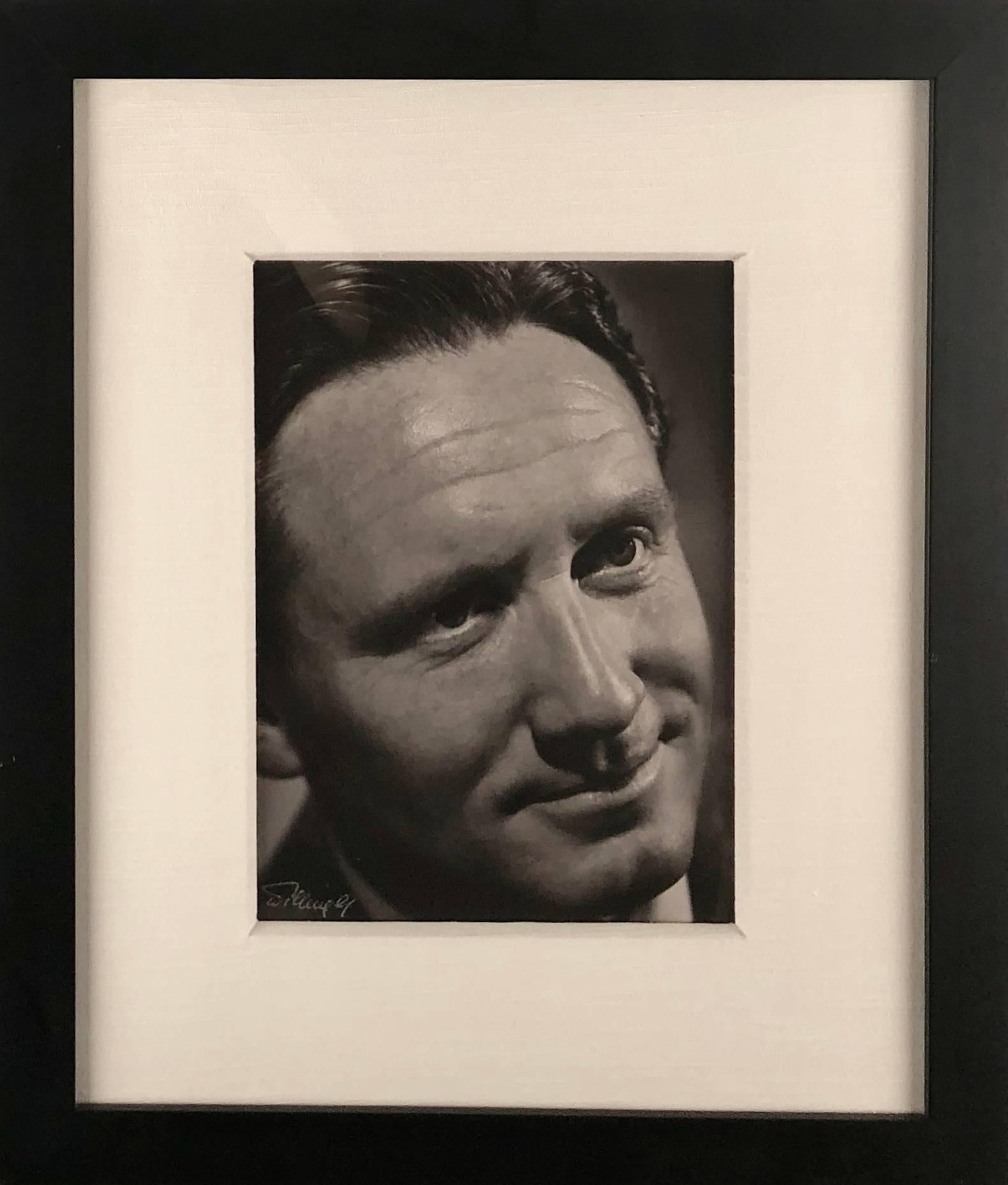 This piece is an original photograph from the original negative, shot by Laszlo Willinger in the 1930's and printed at a later date.  It depicts Spencer Tracey, who was an American actor, noted for his natural style and versatility. One of the major