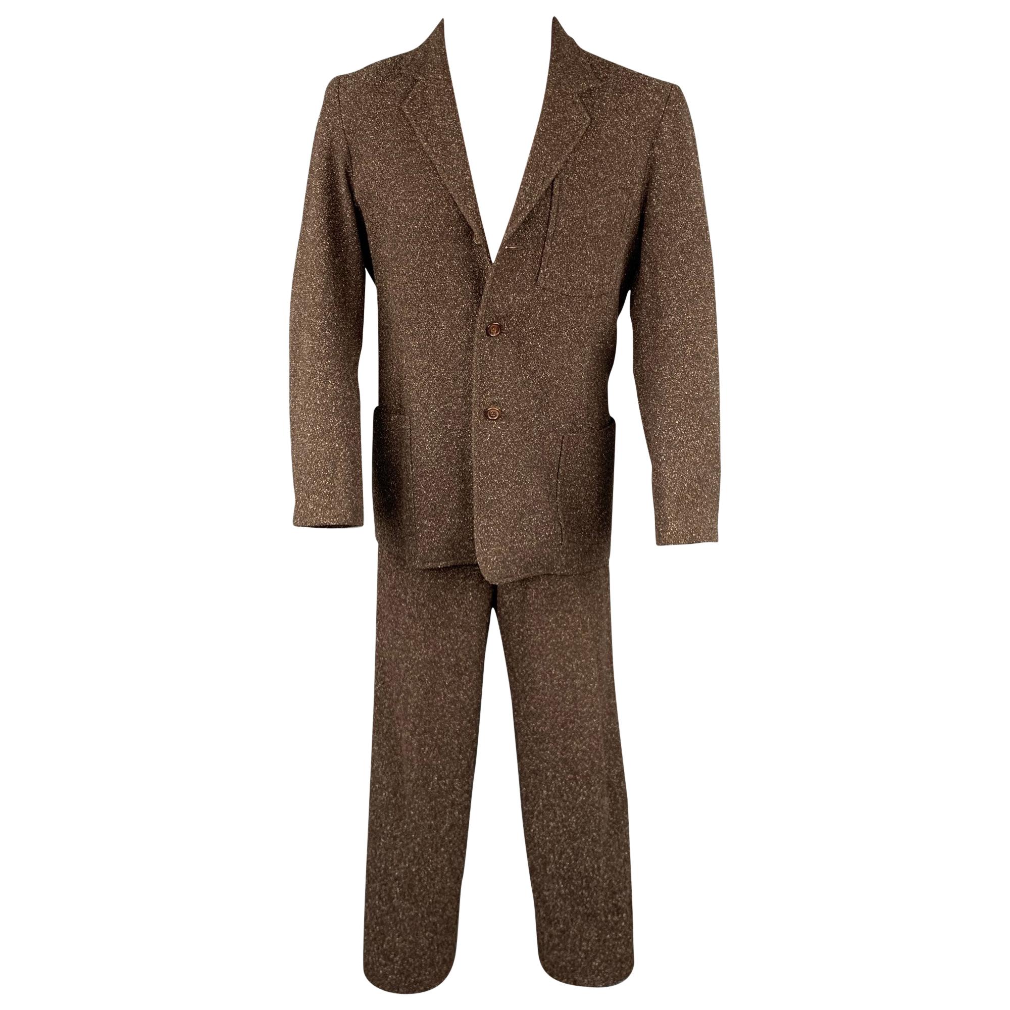 LAT NAYLOR Size S Brown Heather Polyester Blend Notch Lapel Suit