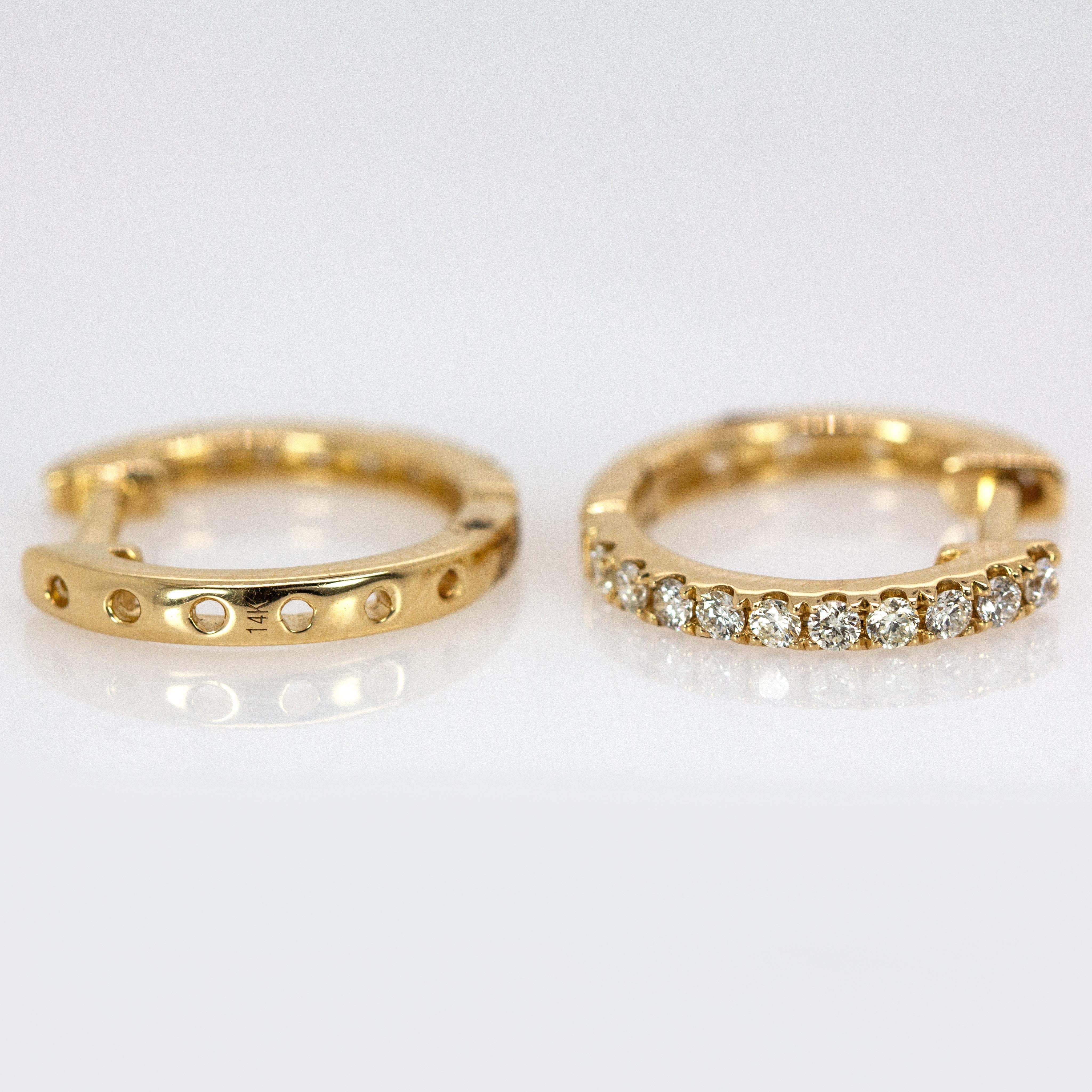 Anneaux en or jaune 14K sertis de diamants naturels Pour femmes en vente