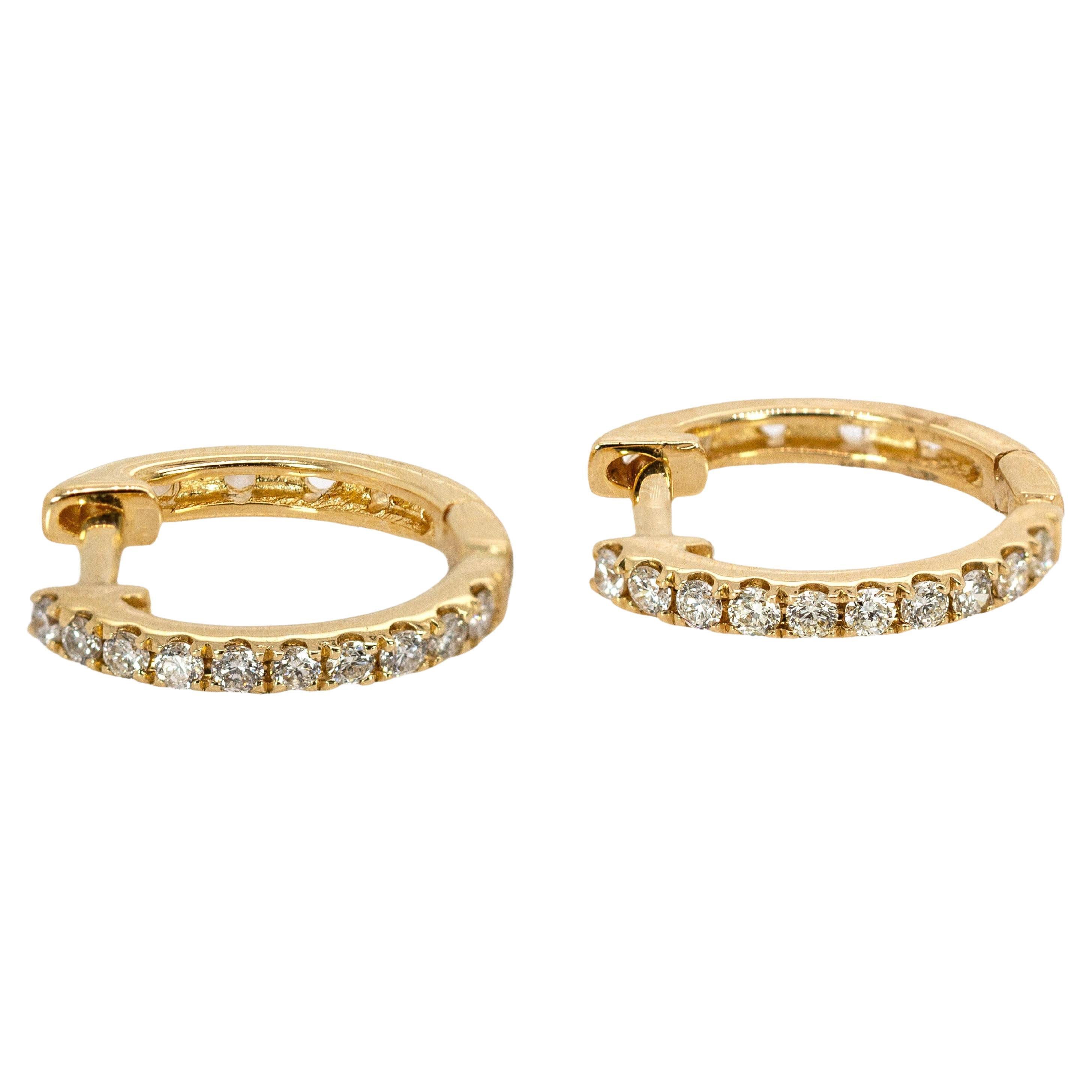 Anneaux en or jaune 14K sertis de diamants naturels