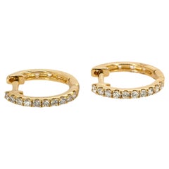 Latch Back Natürliche Diamanten Hoops in massivem 14K Gelbgold