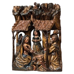 Scultura in legno policromo della fine del XV secolo raffigurante la Natività