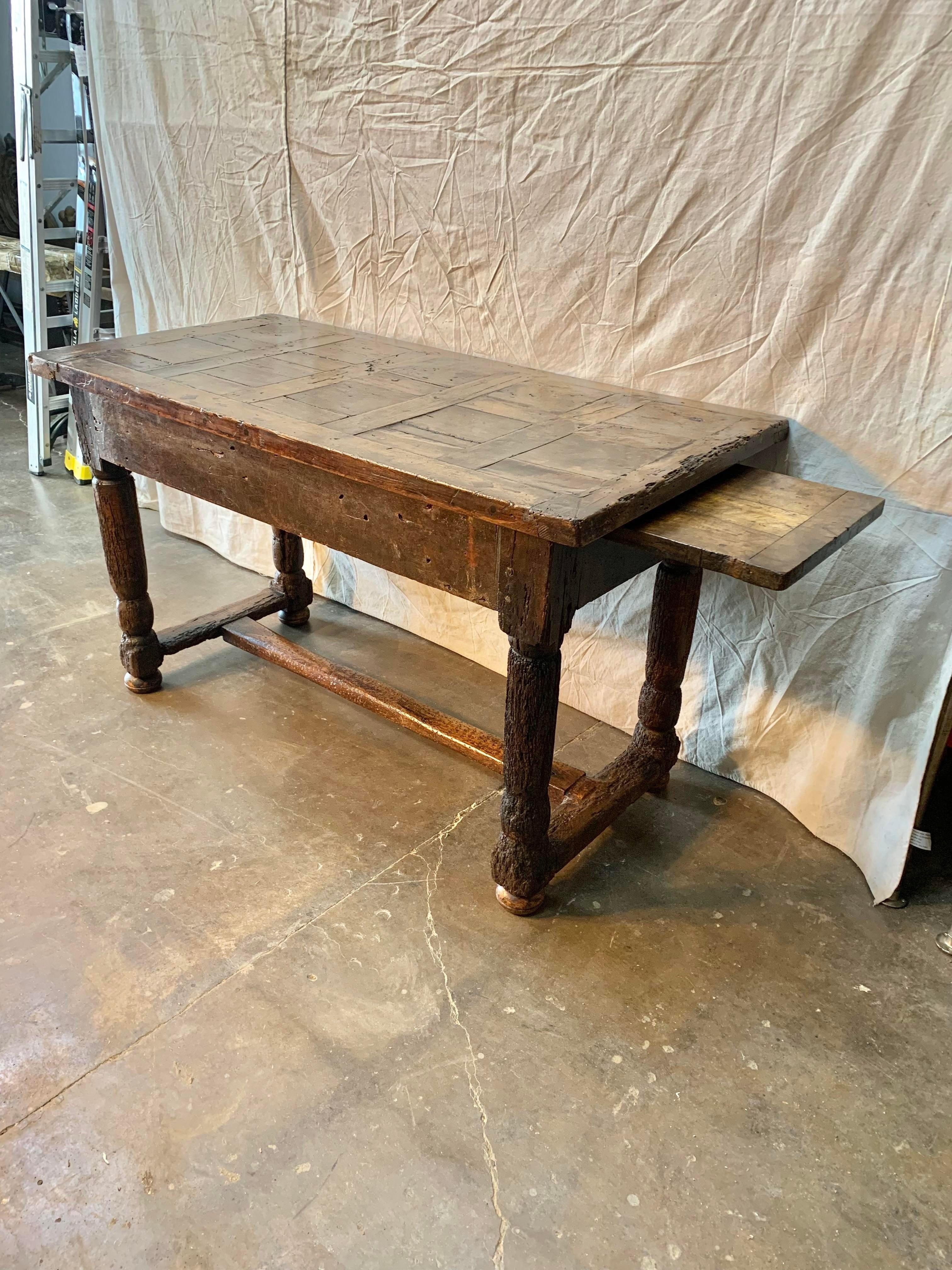 Late 1600s French Oak Table with Pullout Extension 8