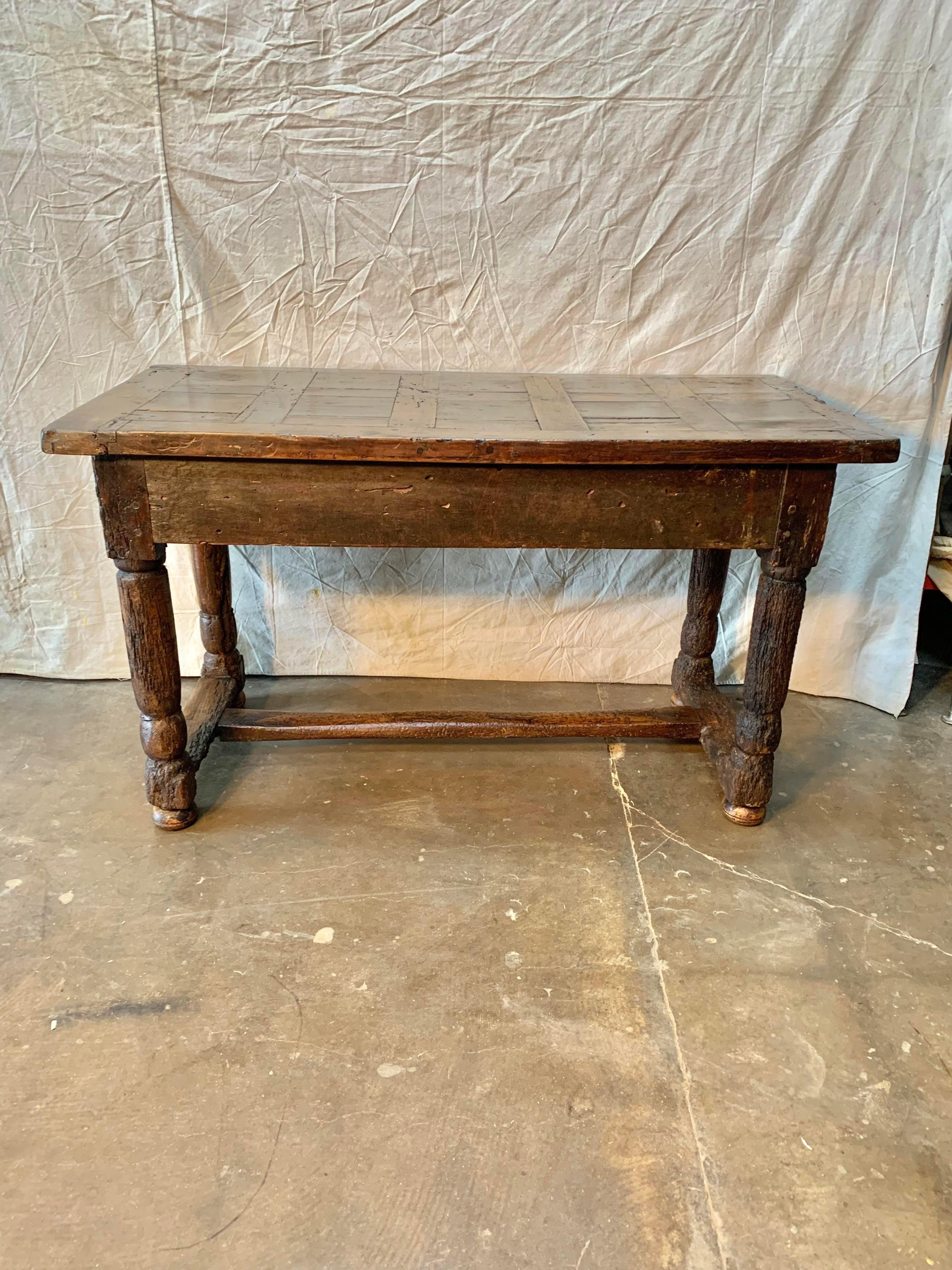 Hand-Crafted Late 1600s French Oak Table with Pullout Extension