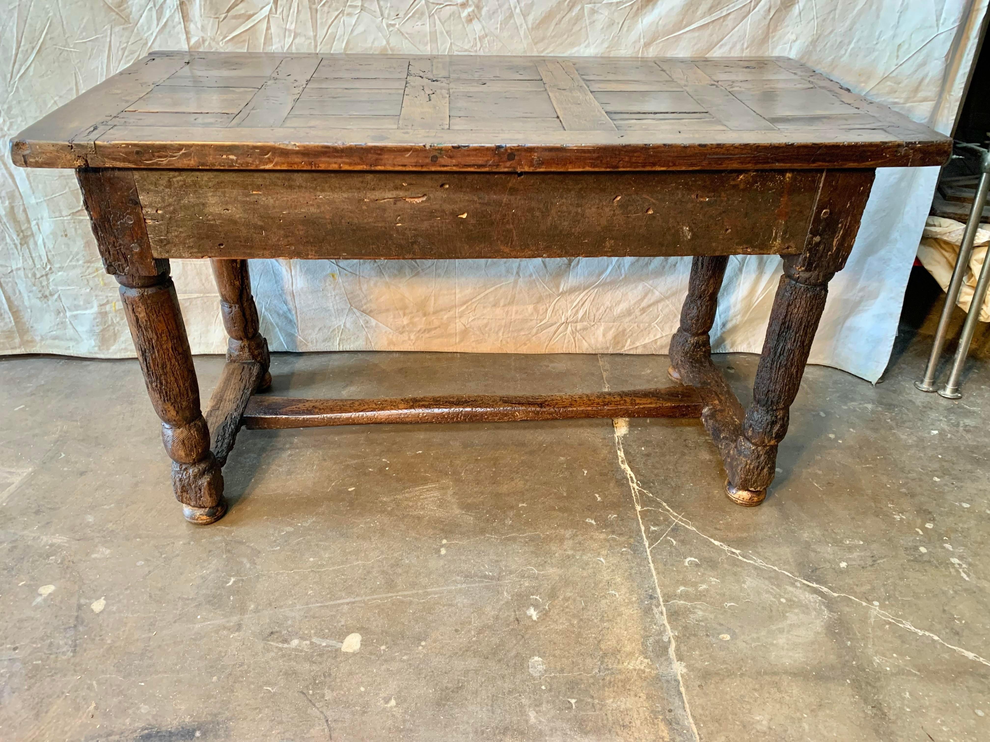 18th Century and Earlier Late 1600s French Oak Table with Pullout Extension