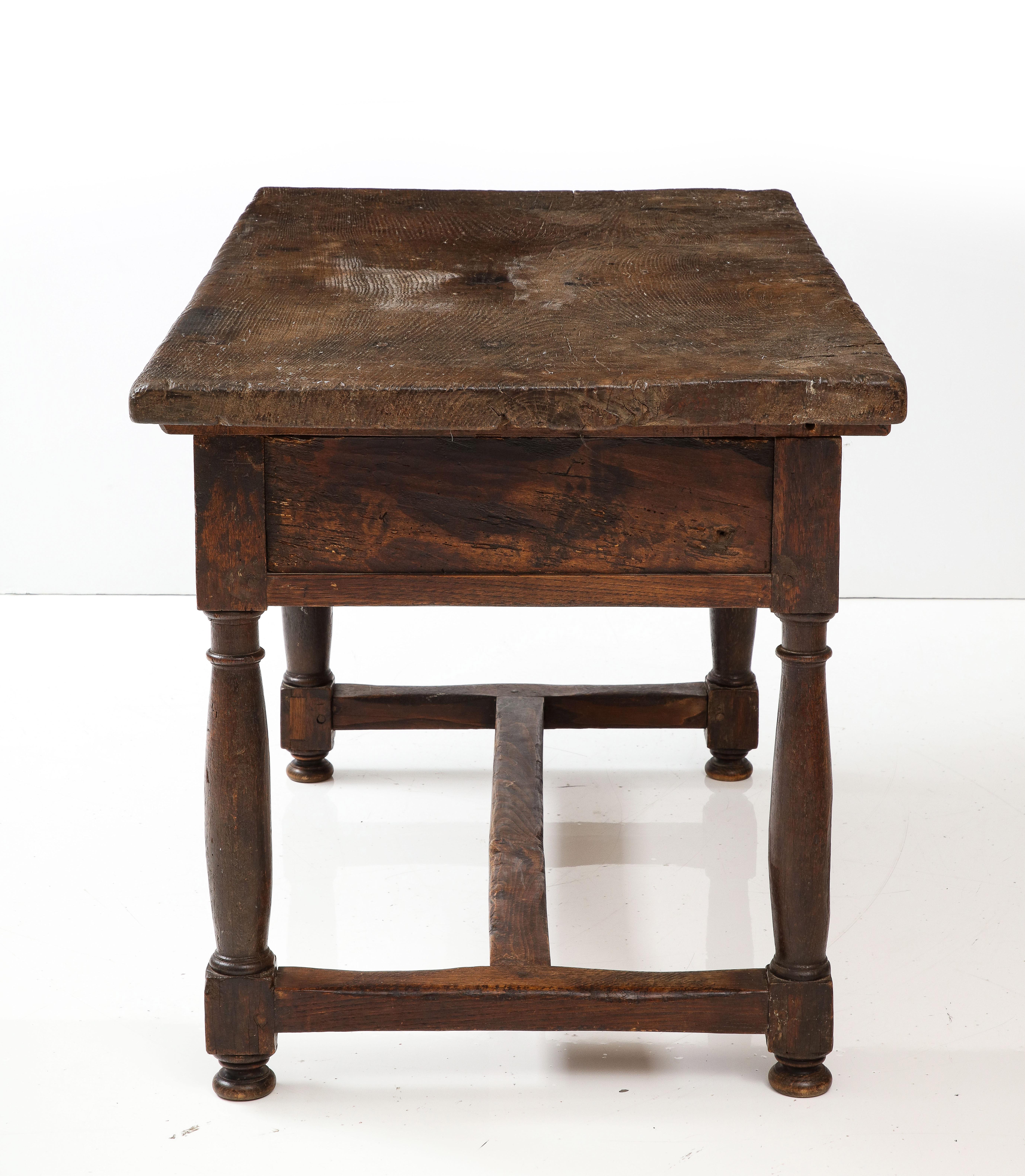 Late 16th C. Spanish Walnut Table with Iron Pulls & Drawers For Sale 9