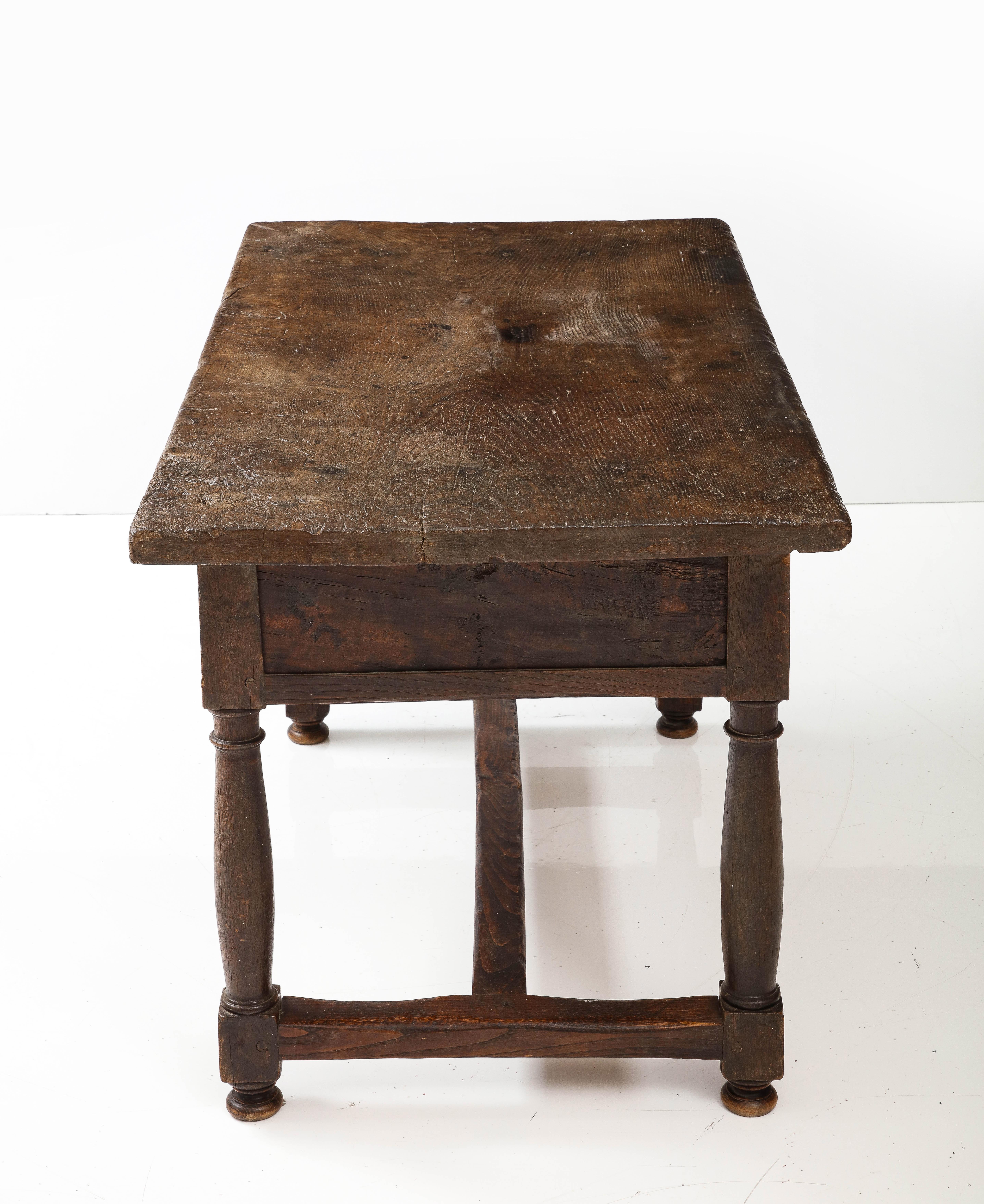 Late 16th C. Spanish Walnut Table with Iron Pulls & Drawers For Sale 12