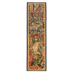 Late 16th Century Brussels Historical Tapestry Panel, Vertical, Woman & Flowers
