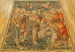 Late 16th Century Brussels Historical Tapestry, w/ Warriors Gathered in a Forest