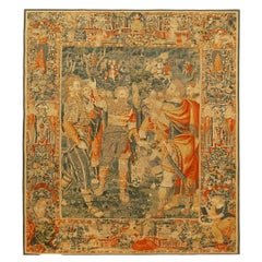 Late 16th Century Brussels Historical Tapestry, w/ Warriors Gathered in a Forest