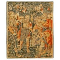 Late 16th Century Brussels Historical Tapestry, w/ Warriors Gathered in a Forest